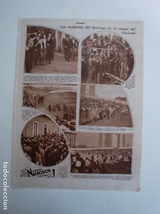 Coleccionismo: LOS INCIDENTES DEL DOMINGO EN EL CAMPO DEL NACIONAL - LA CARMELA VERAMON - 7/11/1931
