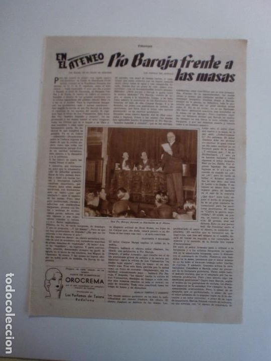 Coleccionismo: EN EL ATENEO P&Iacute;O BAROJA FRENTE A LAS MASAS - 11/2/1933