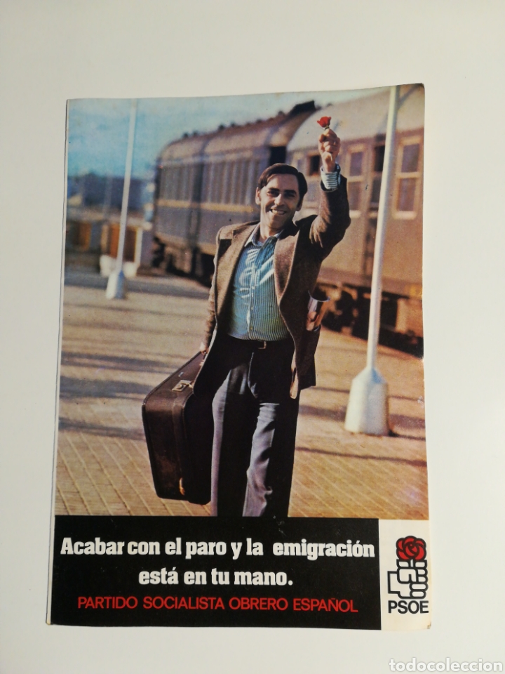 Coleccionismo: Programa propaganda pol&iacute;tica Psoe acabar con el paro y la emigraci&oacute;n. Diptico tama&ntilde;o A5. A&ntilde;o 1977