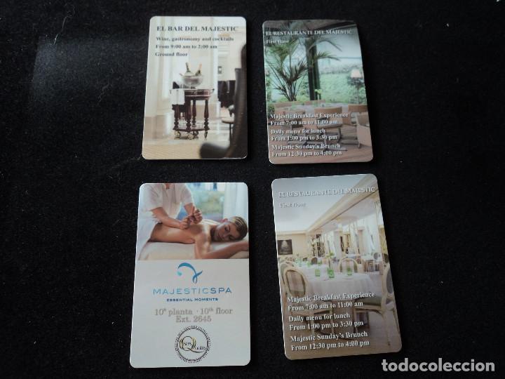 Coleccionismo: cuatro tarjetas llave hotel majestic barcelona,cinco estrellas, bar, restaurante, spa y restaurante