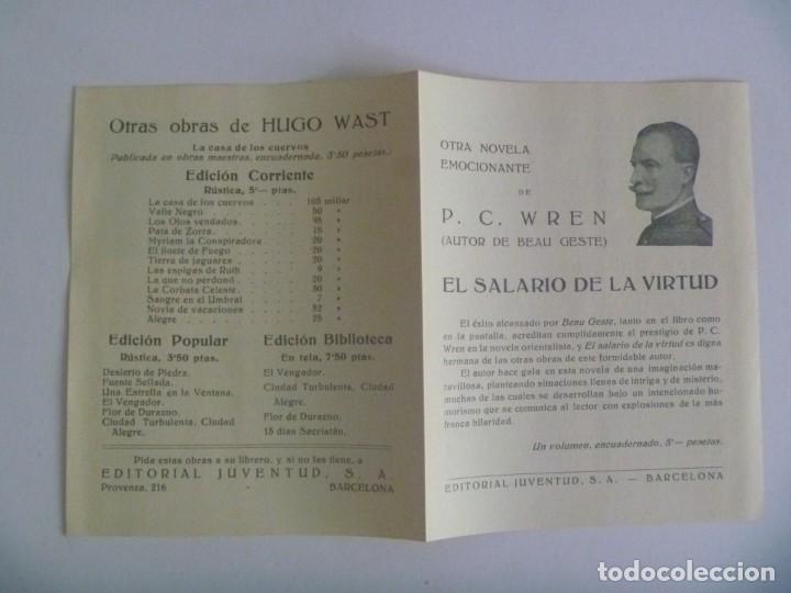 Coleccionismo: PASQUIN PUBLICITARIO DE LIBROS DE P.C.WREN Y HUGO WAST . EDITORIAL JUVENTUD. A&Ntilde;OS 40-50