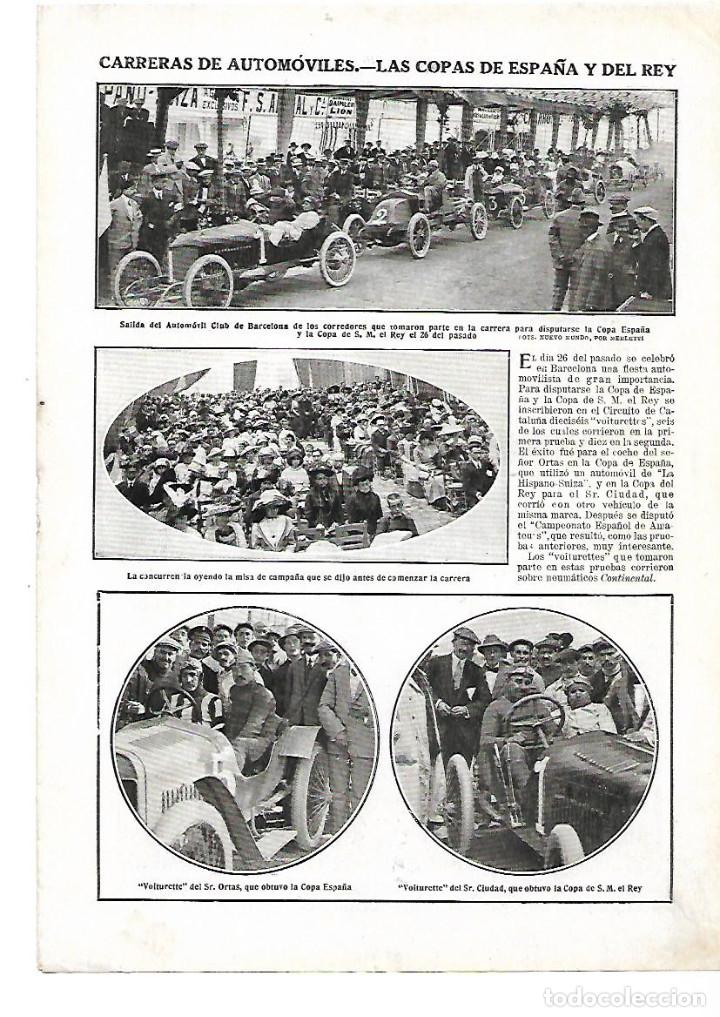 Colecionismo: A&Ntilde;O 1912 AUTOMOVILISMO CARRERAS COPA DE ESPA&Ntilde;A Y DEL REY ORTAS SE&Ntilde;OR CIUDAD GANADORES BARCELONA