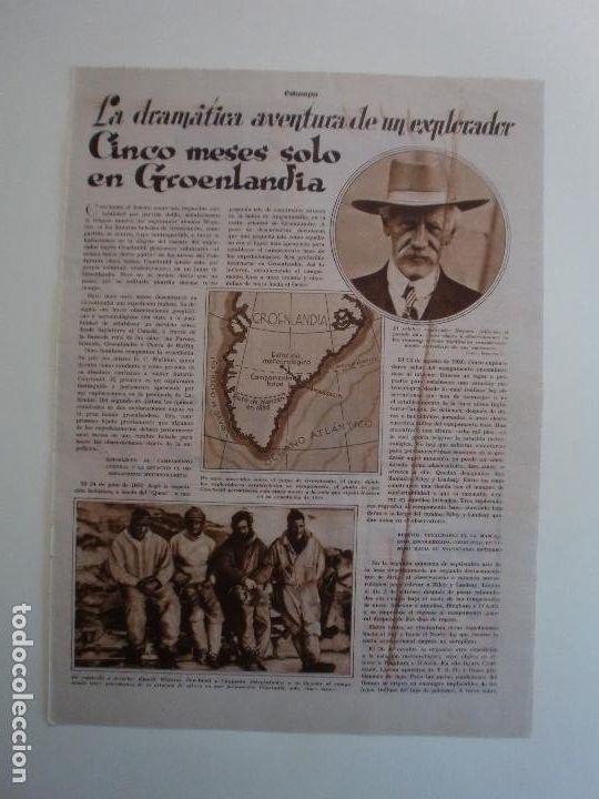 Coleccionismo: AVENTURA DE UN EXPLORADOR INGLES COURTAULD 5 MESES SOLO EN GROENLANDIA - 27/6/1931
