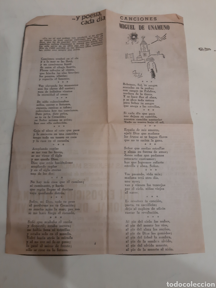 Coleccionismo: CANCIONES MIGUEL UNAMUNO Y POES&Iacute;A CADA D&Iacute;A RECORTE REVISTAS