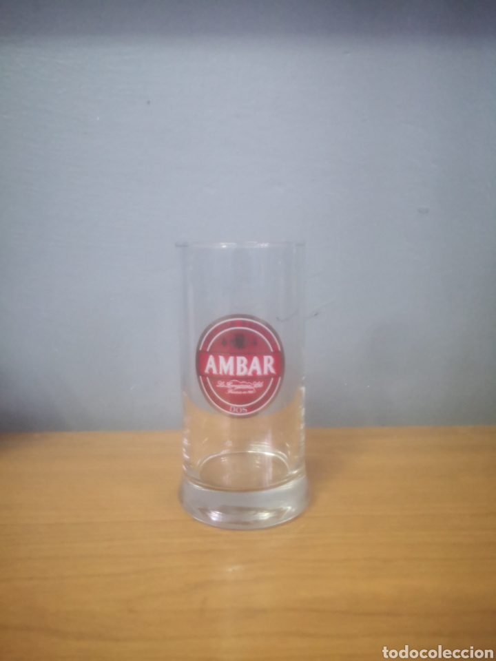 Coleccionismo: Antiguo vaso cerveza AMBAR LA ZARAGOZANA, cristaler&iacute;a a&ntilde;os 80.