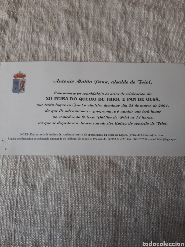 Sammelleidenschaft Papier: 2004 FRIOL LUGO INVITACI&Oacute;N XII FEIRA QUEIXO E PAN OUSA