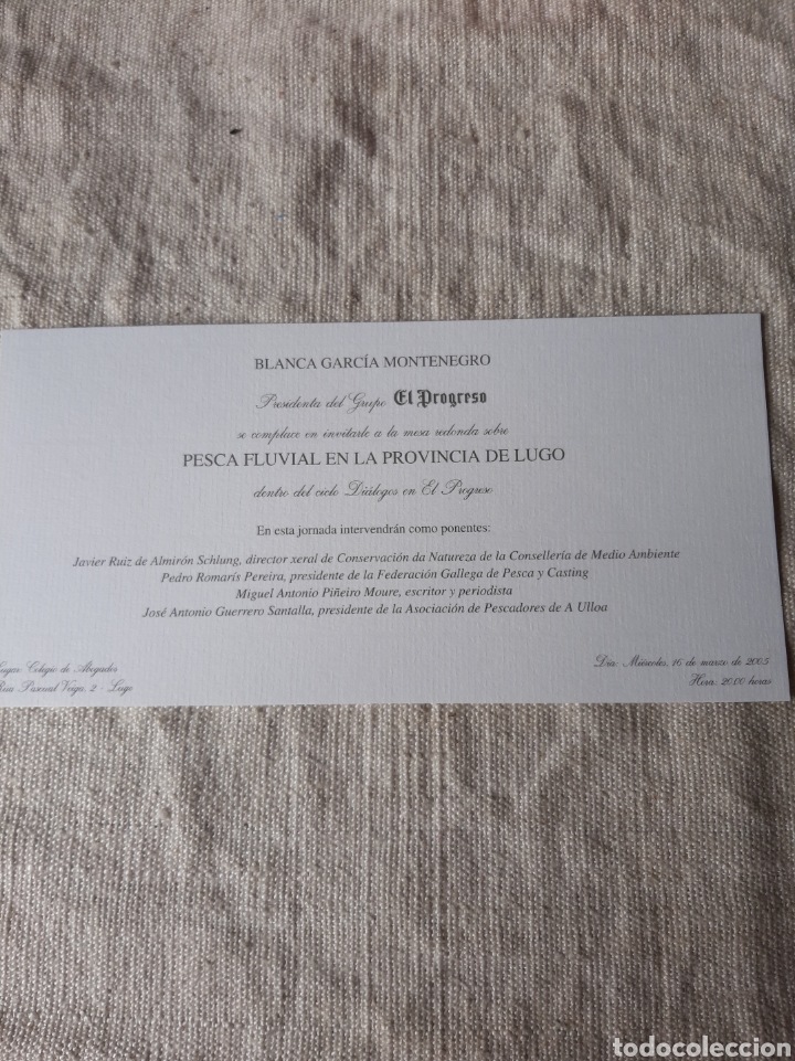 Collezionismo: PESCA FLUVIAL LUGO JORNADAS INVITACI&Oacute;N DIALOGOS PROGRESO O almac&eacute;n
