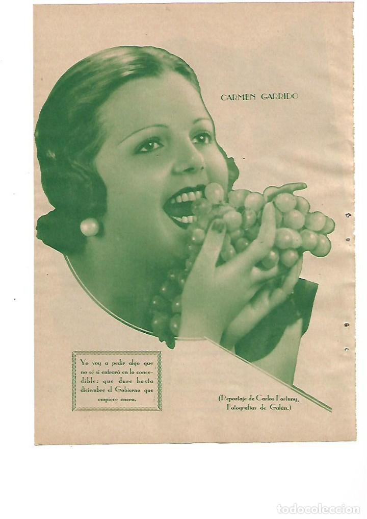 Collectionnisme: A&Ntilde;O 1935 RECORTE PRENSA CARMEN GARRIDO UVAS Y DESEO PARA EL NUEVO A&Ntilde;O FIN DE A&Ntilde;O