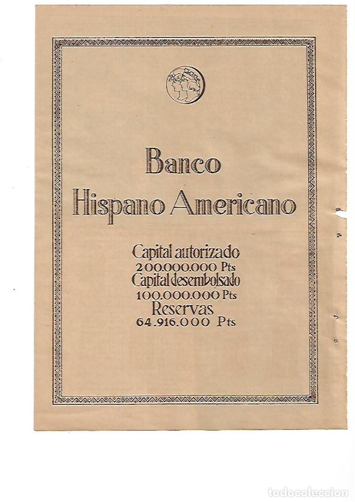 Collectionnisme: A&Ntilde;O 1935 RECORTE PRENSA PUBLICIDAD BANCO HISPANO AMERICANO BANCA