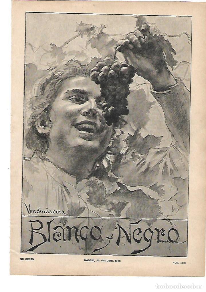 Collecting paper: A&Ntilde;O 1898 RECORTE PRENSA DIBUJO VENDIMIADORA UVAS NO SE ESPECIFICA EL AUTOR
