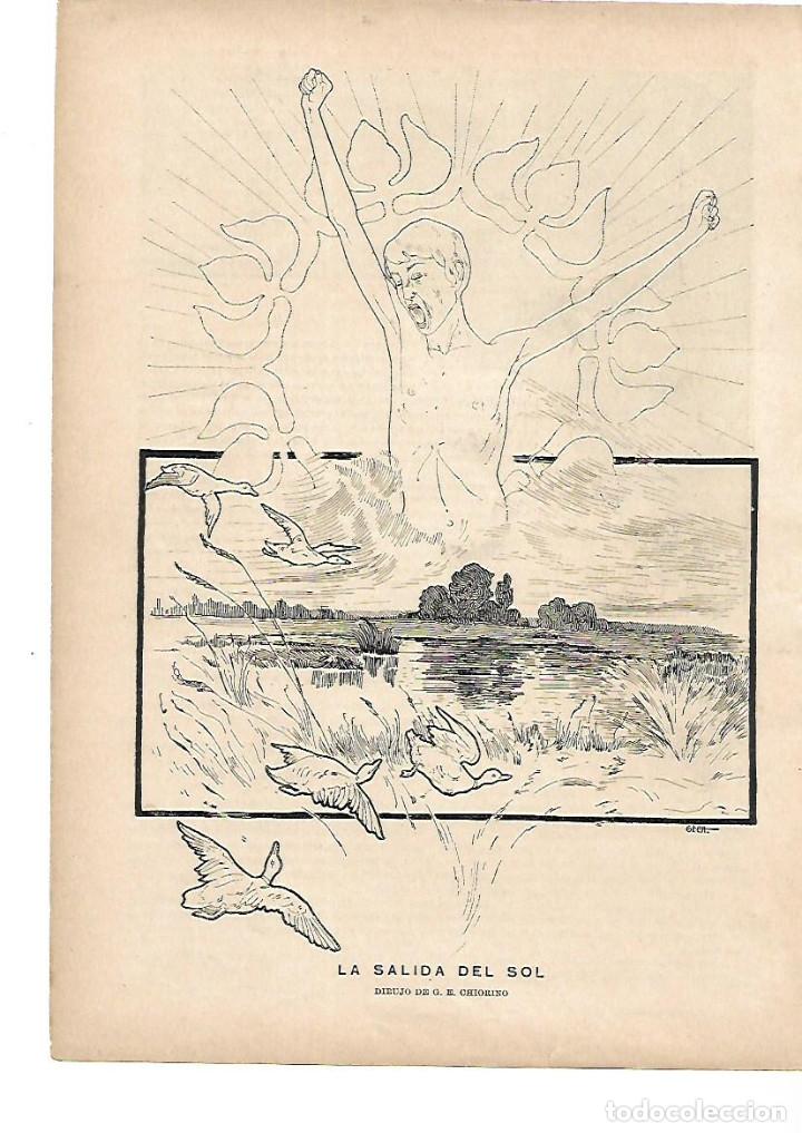 Collectionnisme: A&Ntilde;O 1898 RECORTE PRENSA DIBUJO LA SALIDA DEL SOL POR CHIORINO