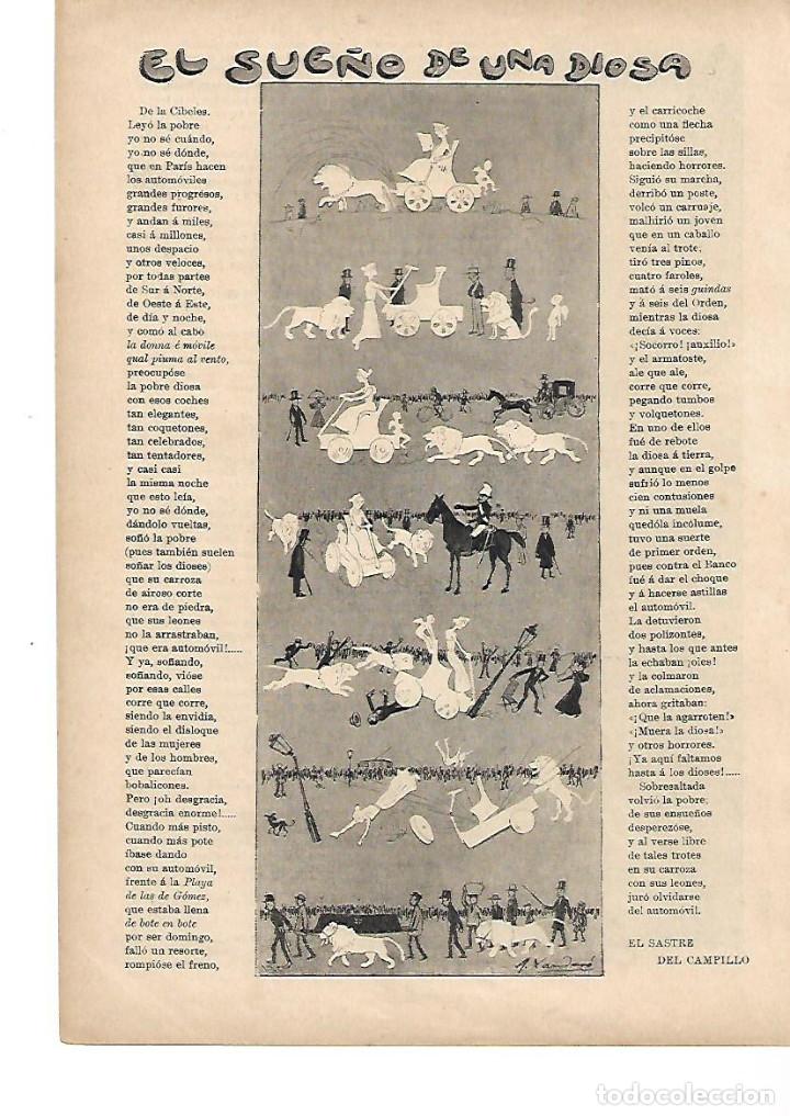Collecting paper: A&Ntilde;O 1898 RECORTE PRENSA POESIA EL SUE&Ntilde;O DE UNA DIOSA POR EL SASTRE DEL CAMPILLO DIBUJO XAUDARO
