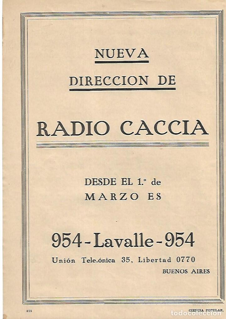 Collezionismo: A&Ntilde;O 1933 PUBLICIDAD RADIO CACCIA BUENOS AIRES ARGENTINA NUEVA DIRECCION RADIOTELEFONIA
