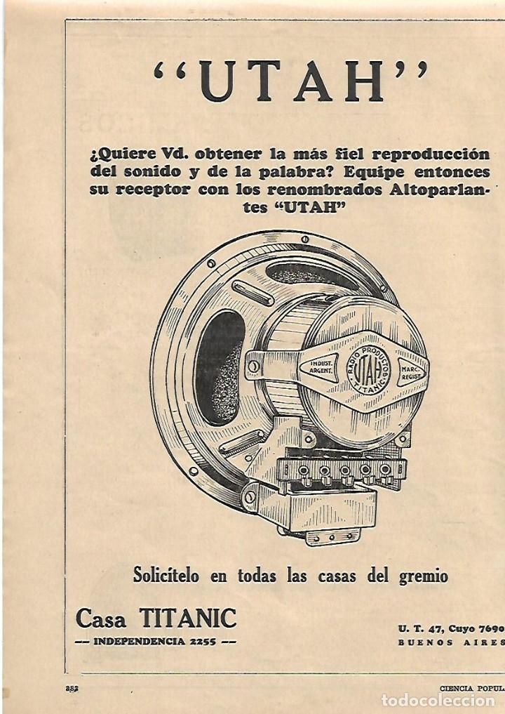 Sammelleidenschaft Papier: A&Ntilde;O 1933 RECORTE PRENSA PUBLICIDAD UTACH RADIO PRODUCTOS CASA TITANIC BUENOS AIRES ARGENTINA