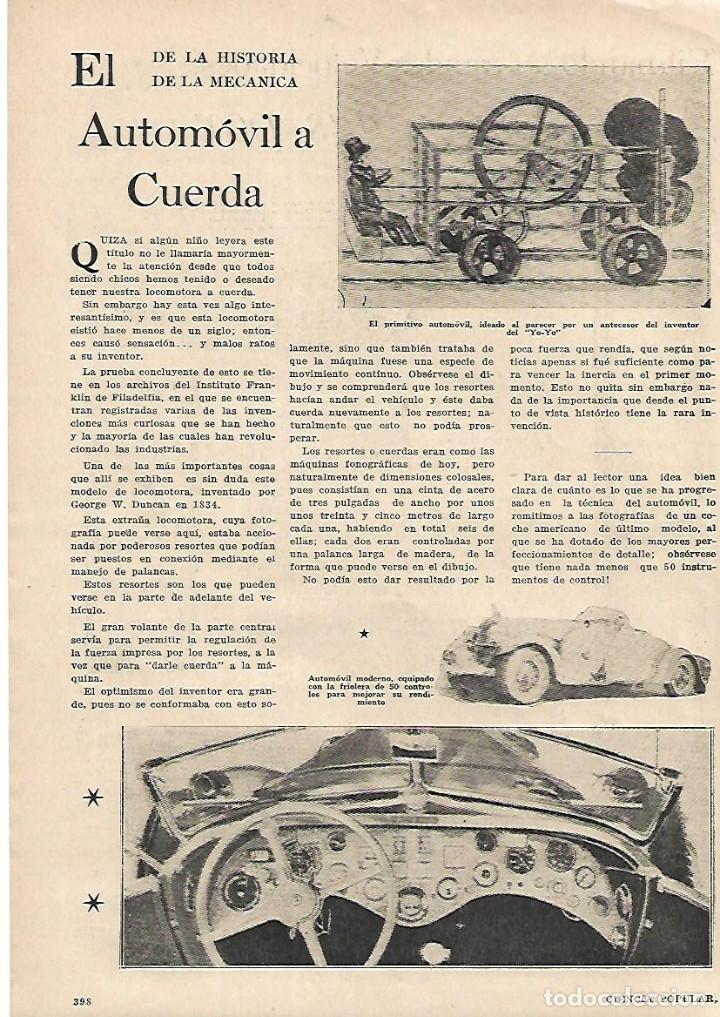 Collezionismo: A&Ntilde;O 1933 HOJA REPORTAJE HISTORIA DE LA MECANICA EL AUTOMOVIL A CUERDA