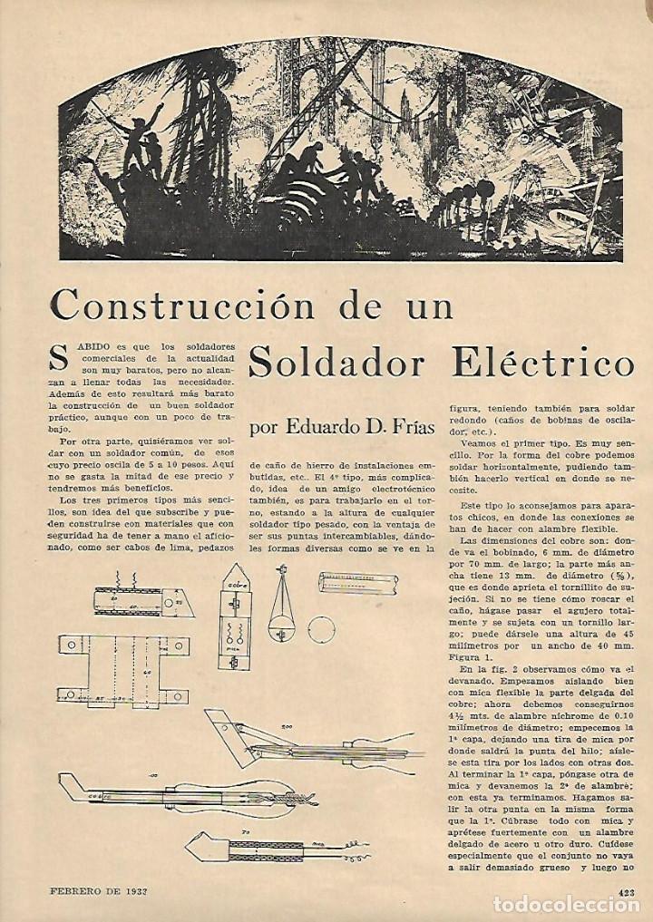 Collezionismo: A&Ntilde;O 1933 HOJAS REPORTAJE CONSTRUCCION DE UN SOLDADOR ELECTRICO CIENCIA POPULAR