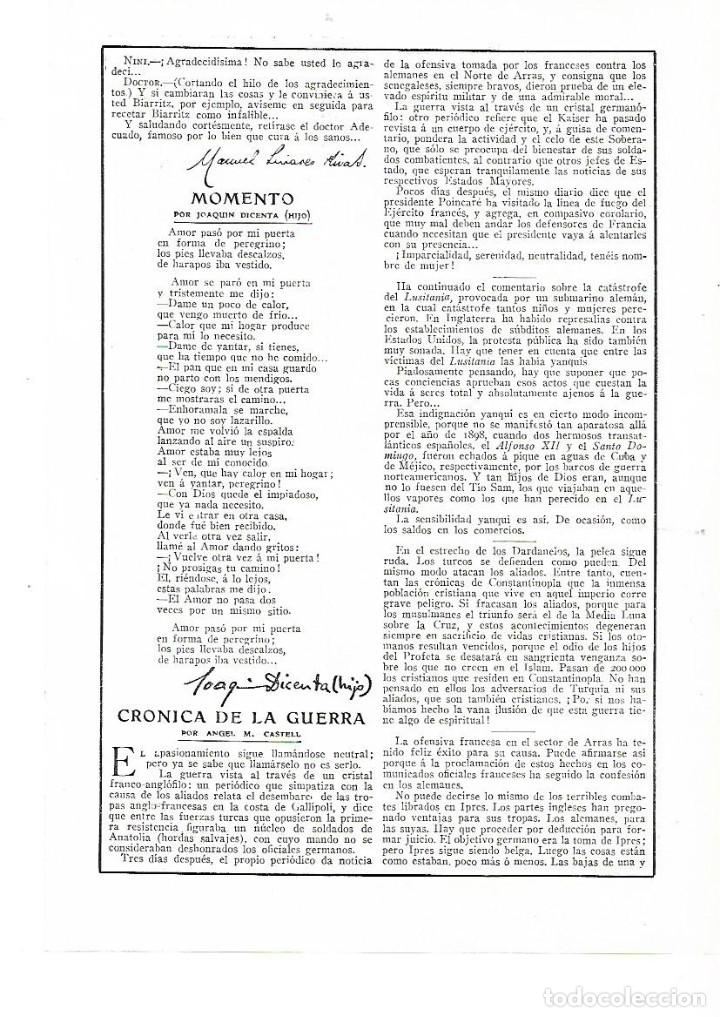 Collectionnisme: A&Ntilde;O 1915 RECORTE PRENSA POESIA MOMENTO POR JOAQUIN DICENTA HIJO