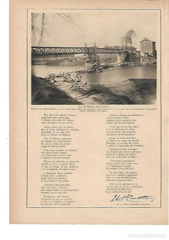 Sammelleidenschaft Papier: A&Ntilde;O 1915 RECORTE PRENSA GUERRA EUROPEA PUENTE FERROCARRIL NORTE DE FRANCIA RECONSTRUIDO EN UN DIA