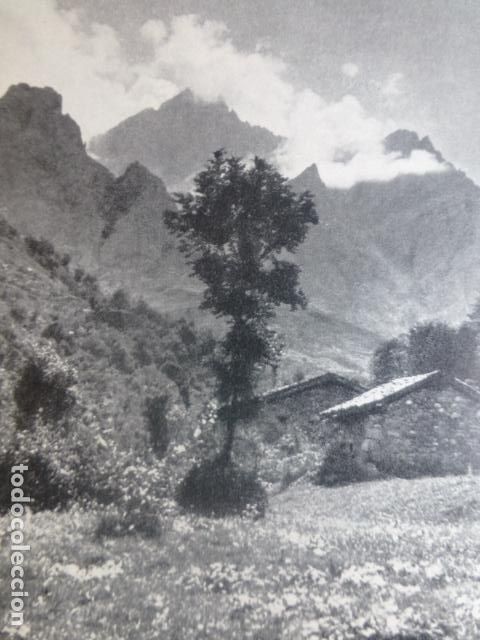 Colecionismo: LA PEGUERA LEON PRADERAS PICOS DE EUROPA ANTIGUA LAMINA HUECOGRABADO