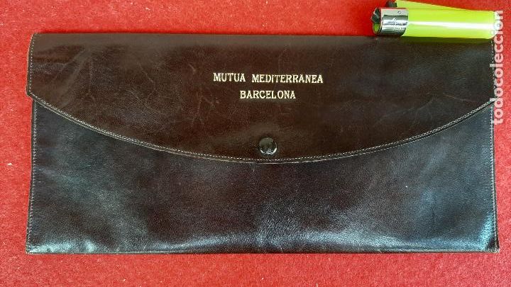 Coleccionismo: CARTERA DE CUERO PUBLICIDAD DE SEGUROS MUTA MEDITERRANEA BARCELONA ANTIGUA ORIGINAL