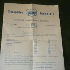 Coleccionismo: FOLLETO TARIFAS TRANSPORTES INDUSTRIA - BARCELONA 1969