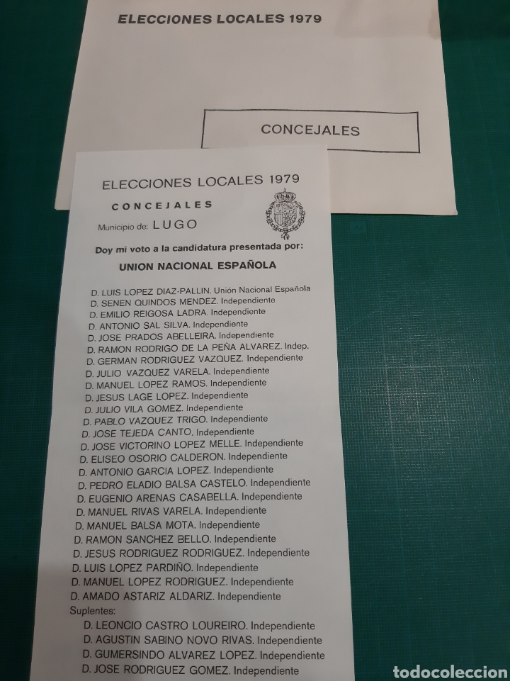 Collezionismo: Elecciones locales 1979 concejales union nacional Espa&ntilde;ola