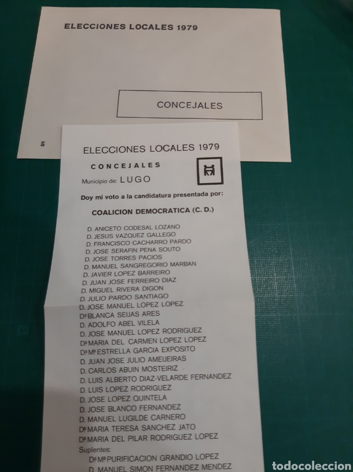 Colecionismo: LUGO 1979 ELECCIONES LOCALES COALICION DEMOCR&Aacute;TICA CD ANICETO CODESAL