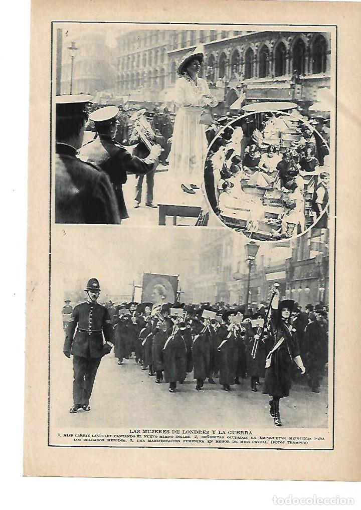 Sammelleidenschaft Papier: A&Ntilde;O 1915 RECORTE PRENSA LAS MUJERES DE LONDRES Y LA GUERRA CARRIE LANCELEY MANIFESTACION MISS CAVELL