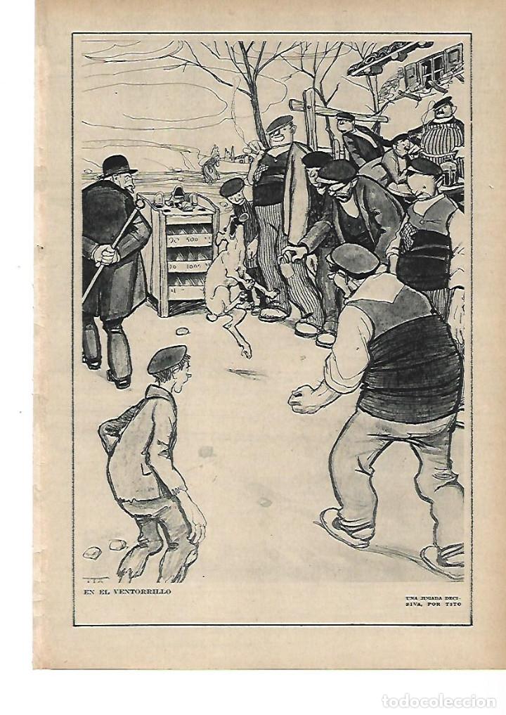Collezionismo: A&Ntilde;O 1915 RECORTE PRENSA PINTURA DIBUJO EN EL VENTORRILLO UNA JUGADA DECISIVA CARICATURA TITO