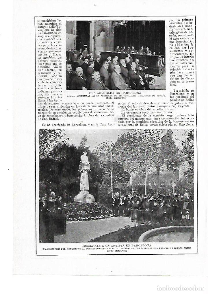 Collezionismo: A&Ntilde;O 1915 RECORTE PRENSA HOMENAJE INAUGURACION MONUMENTO PINTOR VAYREDA PINTURA BCNA FOTO BRANGULI