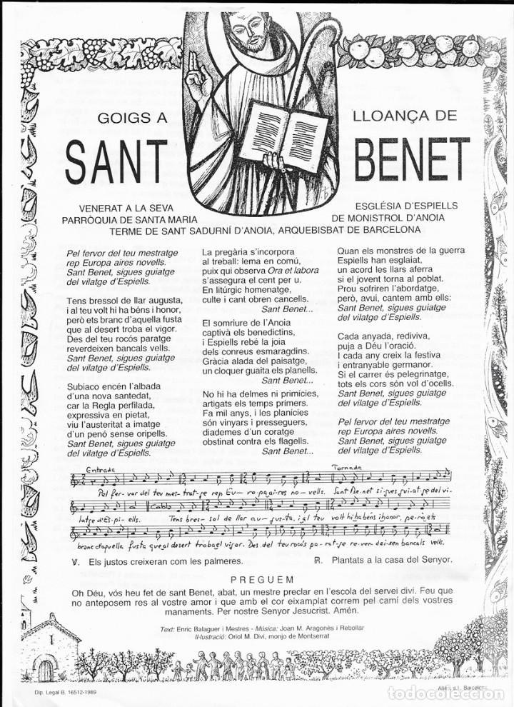 Coleccionismo: GOIG, GOIGS A LLOAN&Ccedil;A DE SANT BENET, VENERAT A LA SEVA PARROQUIA DE SANTA MARIA (1989)