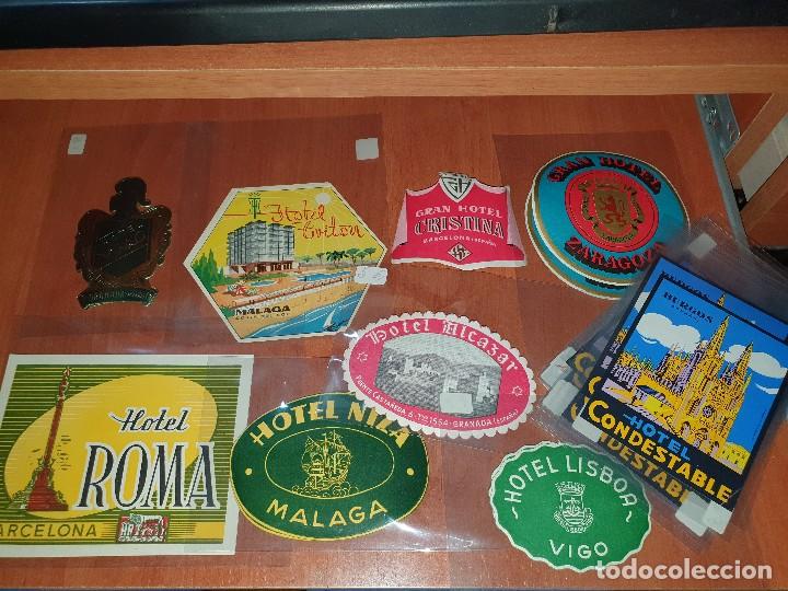 Coleccionismo: Lote de antiguas etiquetas de hoteles espa&ntilde;oles y extranjeros