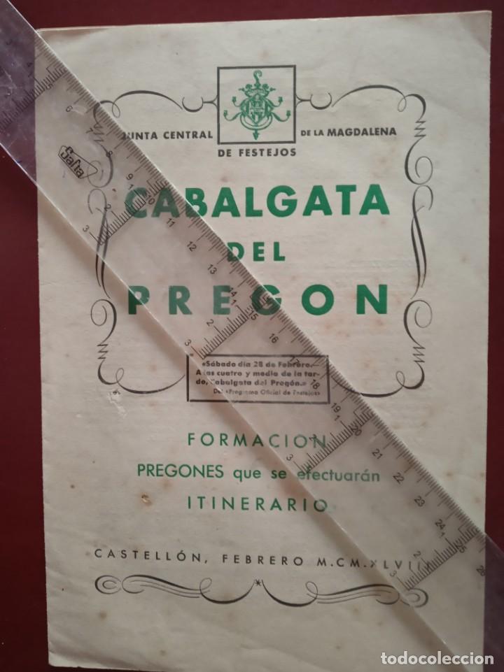 Coleccionismo: programa festejos de la magdalena cabalgata del pregon castellon 1948 - Foto 1