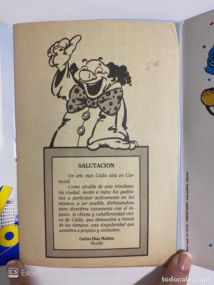 Coleccionismo: CARNAVAL DE CADIZ. PROGRAMA DEL CARNAVAL DE CADIZ 1987. - Foto 2