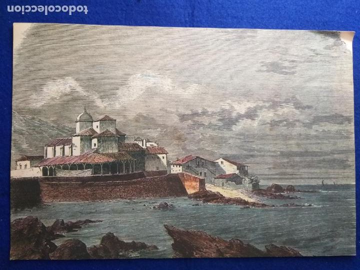 Sammelleidenschaft Papier: LAMINA DOBLE CARA. ESCENAS: PUEBLO MARINERO Y MONTA&Ntilde;A CON RIOS. 28 CM X 42 CM