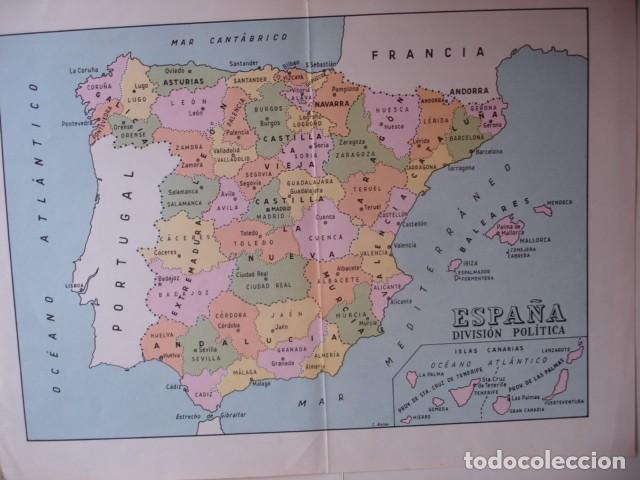 Coleccionismo: MAPA ESPA&Ntilde;A POLITICA REGIONES NATURALES C.1900 .17X24