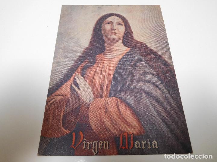 Collecting paper: Virgen Mar&iacute;a tarjeta Donativo Cruz Roja Espa&ntilde;ola