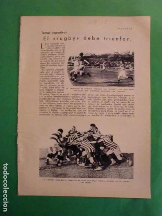 Coleccionismo: TEMAS DEPORTIVOS EL RUGBY DEBE TRIUNFAR - ILUSTRACION XAURADO - 14/9/1930