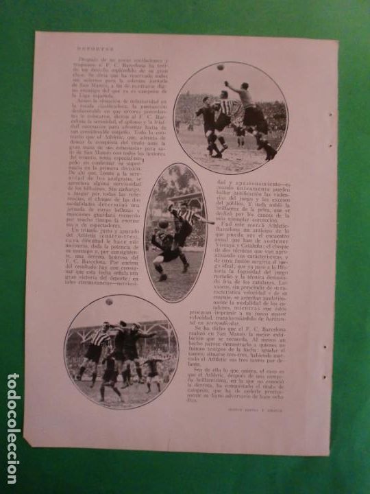 Coleccionismo: LIGA ATHLETIC DE BILBAO 4 BAR&Ccedil;A 3 - IBERIA DEPORTIVO ALAVES - ELINOR SMITH - 23/3/1930