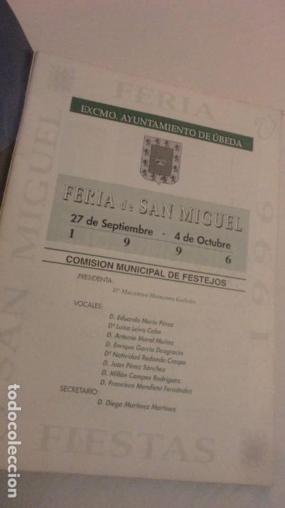 Coleccionismo: ANTIGUO PROGRAMA.FERIA SAN MIGUEL UBEDA 1996 - Foto 2