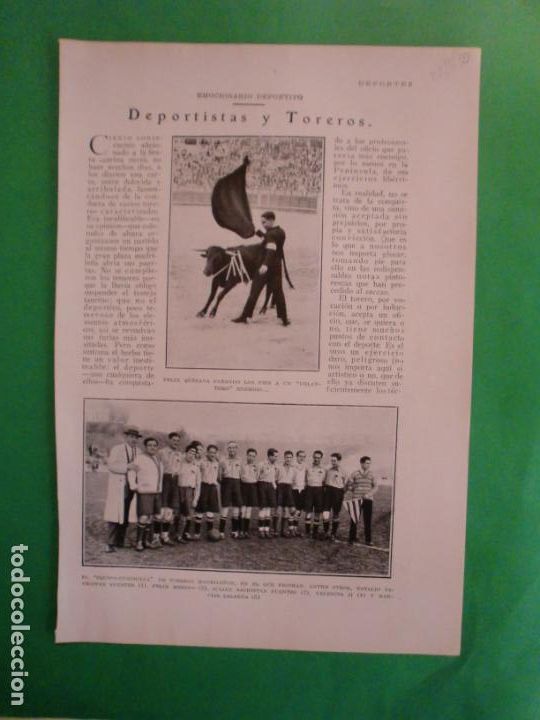 Colecionismo: DEPORTISTAS Y TOREROS EL EQUIPO CUADRILLA FELIX QUESADA MARCIAL LALANDA ETC... - 23/3/1930