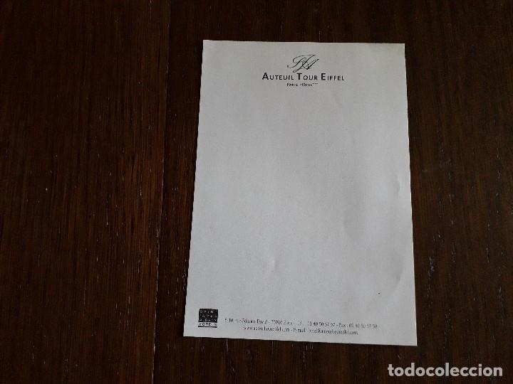 Coleccionismo: hoja de publicidad de bloc para tomar notas, hotel auteil tour eiffel. Paris. Francia.