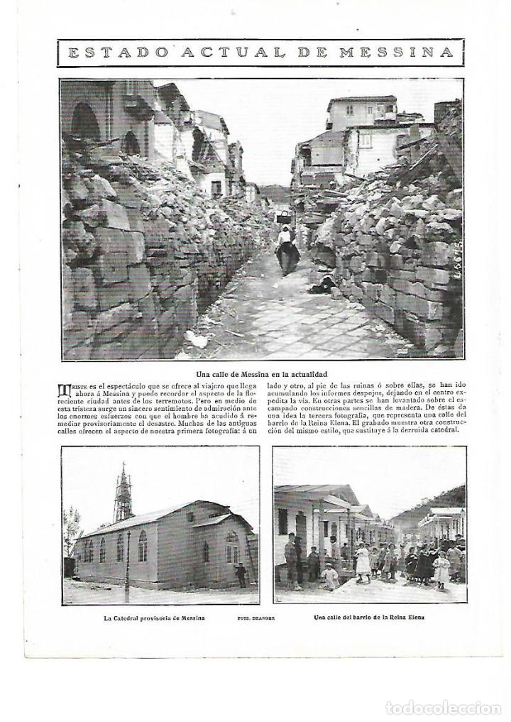 Sammelleidenschaft Papier: A&Ntilde;O 1909 RECORTE PRENSA ITALIA TERREMOTO ESTADO ACTUAL DE MESSINA CATEDRAL BARRIO REINA ELENA RUINAS