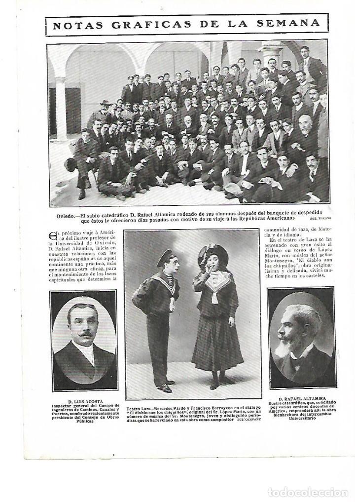 Collezionismo: A&Ntilde;O 1909 RECORTE PRENSA OVIEDO HOMENAJE CATEDRATICO RAFAEL ALTAMIRA DESPEDIDA VIAJE A AMERICA