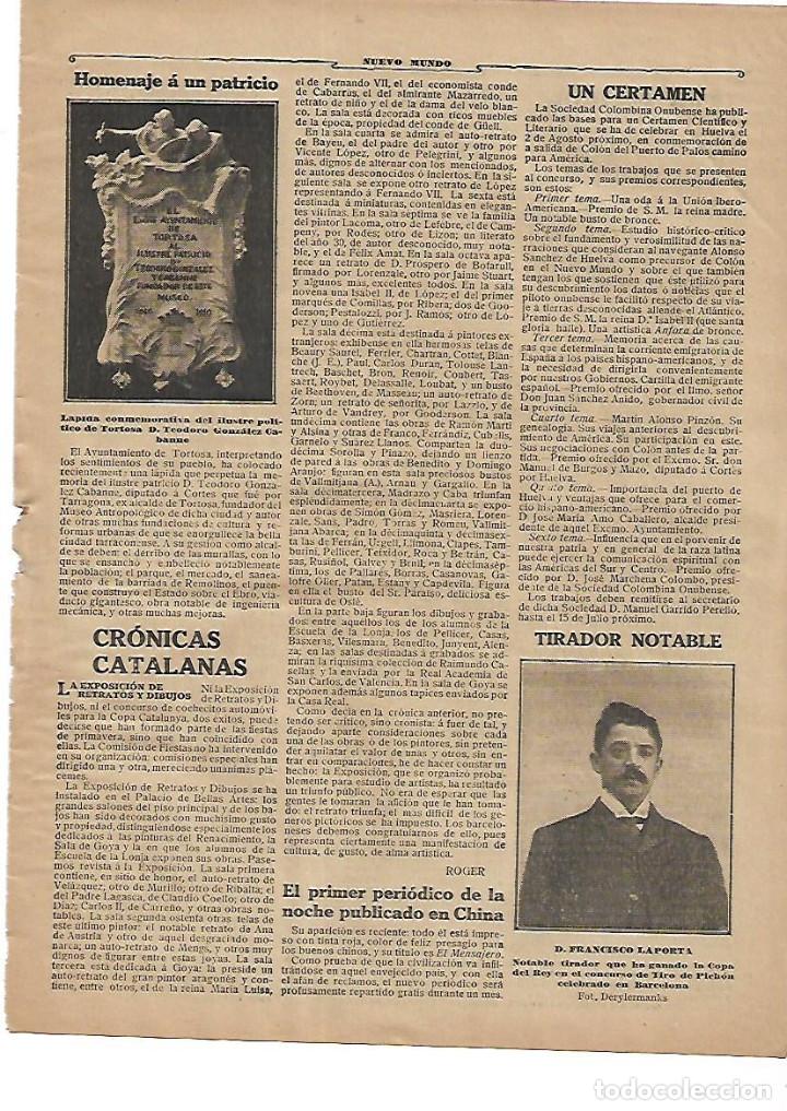 Sammelleidenschaft Papier: A&Ntilde;O 1910 RECORTE PRENSA TORTOSA LAPIDA HOMENAJE AL PATRICIO POLITICO TEODORO GONZALEZ CABANNE