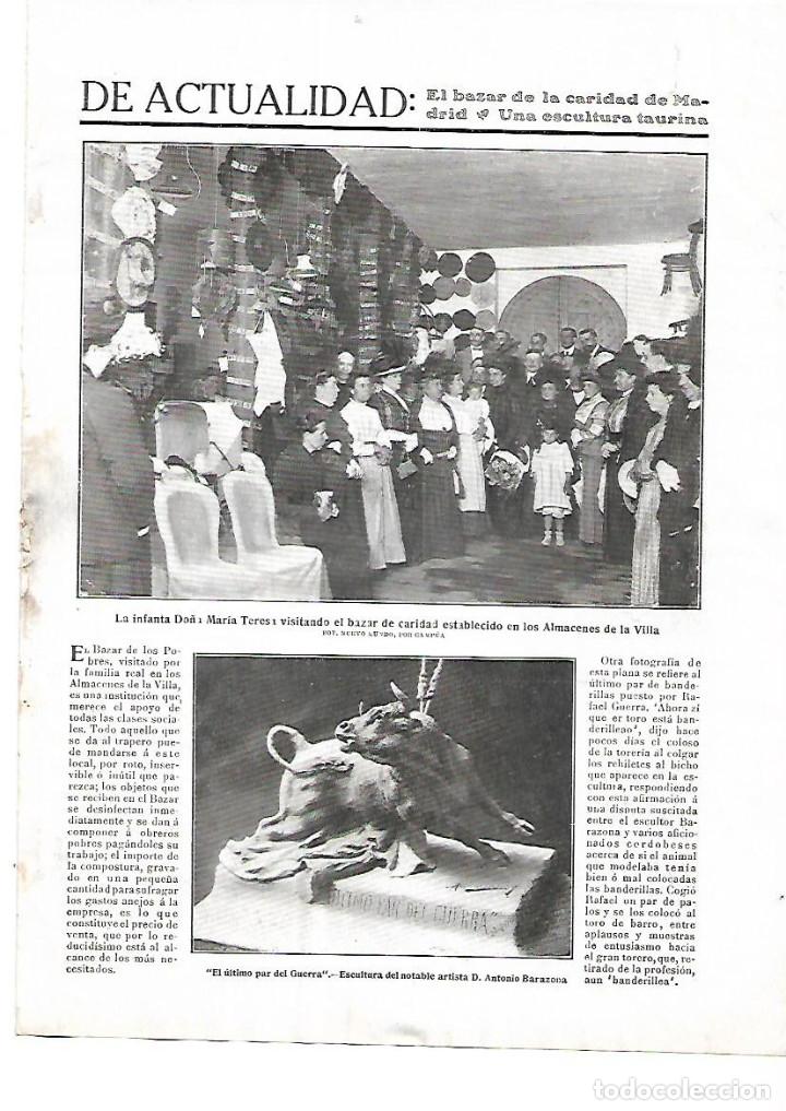 Collezionismo: A&Ntilde;O 1910 RECORTE PRENSA ESCULTURA TAURINA EL ULTIMO PAR DEL GUERRA ESCULTOR ANTONIO BARAZONA TOROS