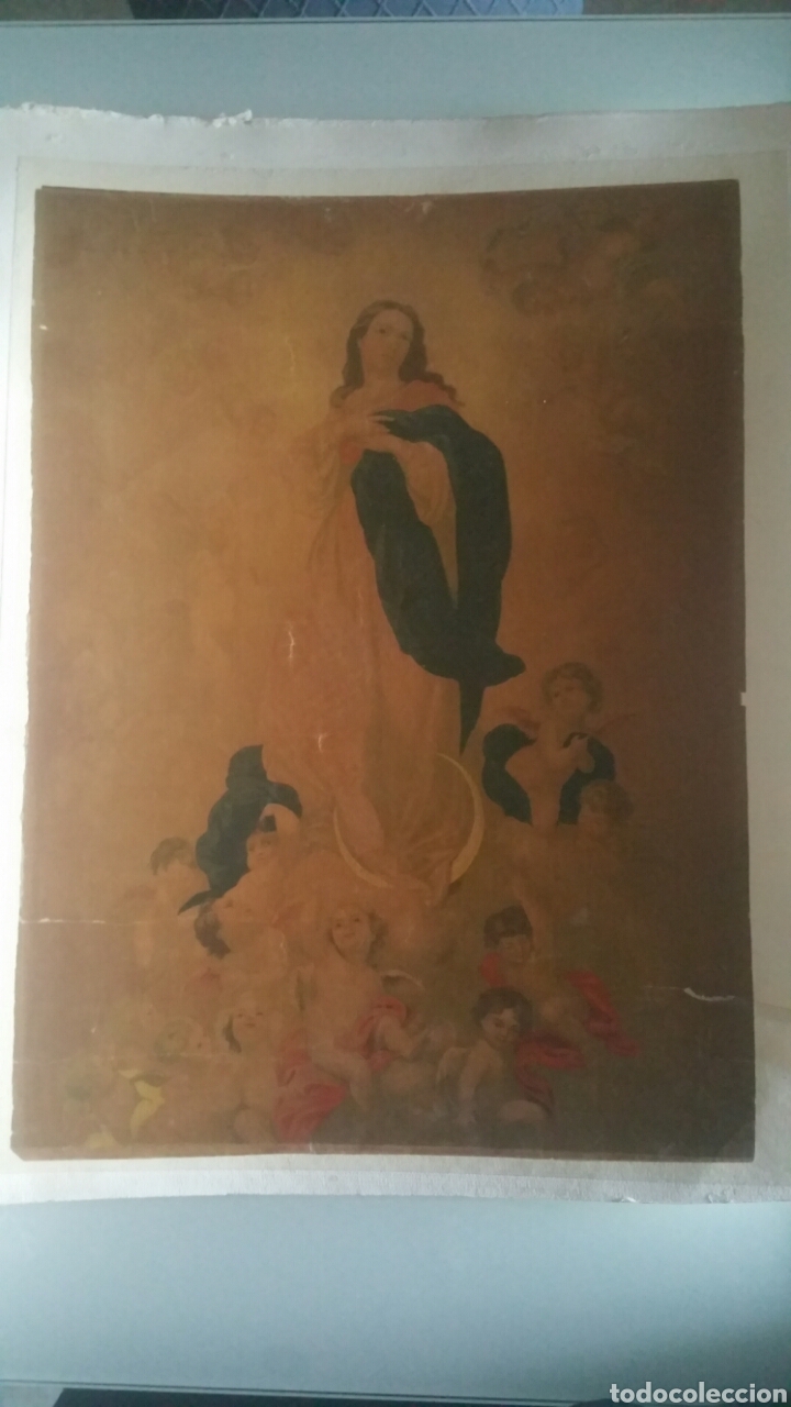 Coleccionismo: L&aacute;mina sobre cart&oacute;n de la Inmaculada concepci&oacute;n.