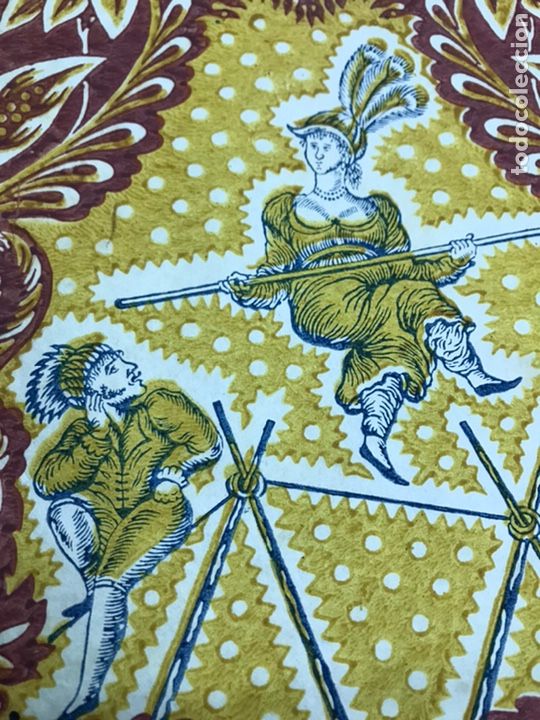 Coleccionismo: CIRCA 1830. CIRCO. PRECISO PAPEL PINTADO PARA GUARDAS DE LIBRO CON MOTIVO FUNAMBULISTA.