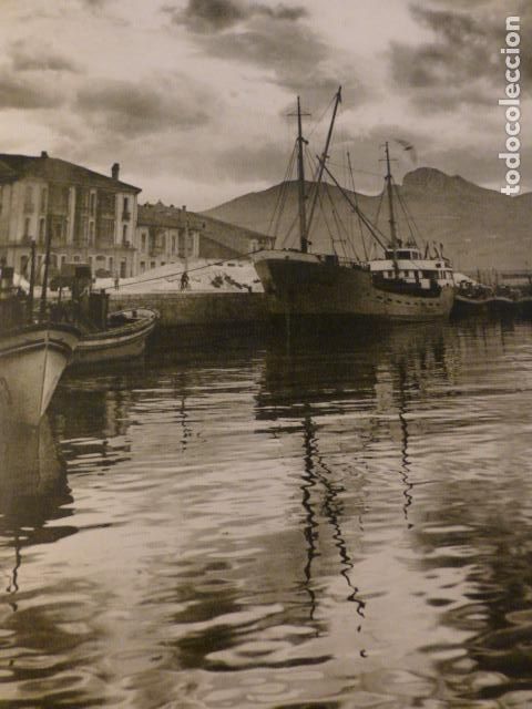 Collecting paper: RIBADESELLA ASTURIAS EL MUELLE ANTIGUA LAMINA HUECOGRABADO