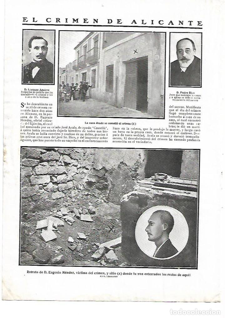 Coleccionismo: A&Ntilde;O 1910 CRIMEN DE ALICANTE EUGENIO MENDEZ OFICIAL EJERCITO ASESINADO POR SU CRIADO AYALA CASTELLA